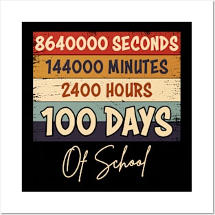 100 Days Of School Second Minute Hours Teacher Student Posters and Art